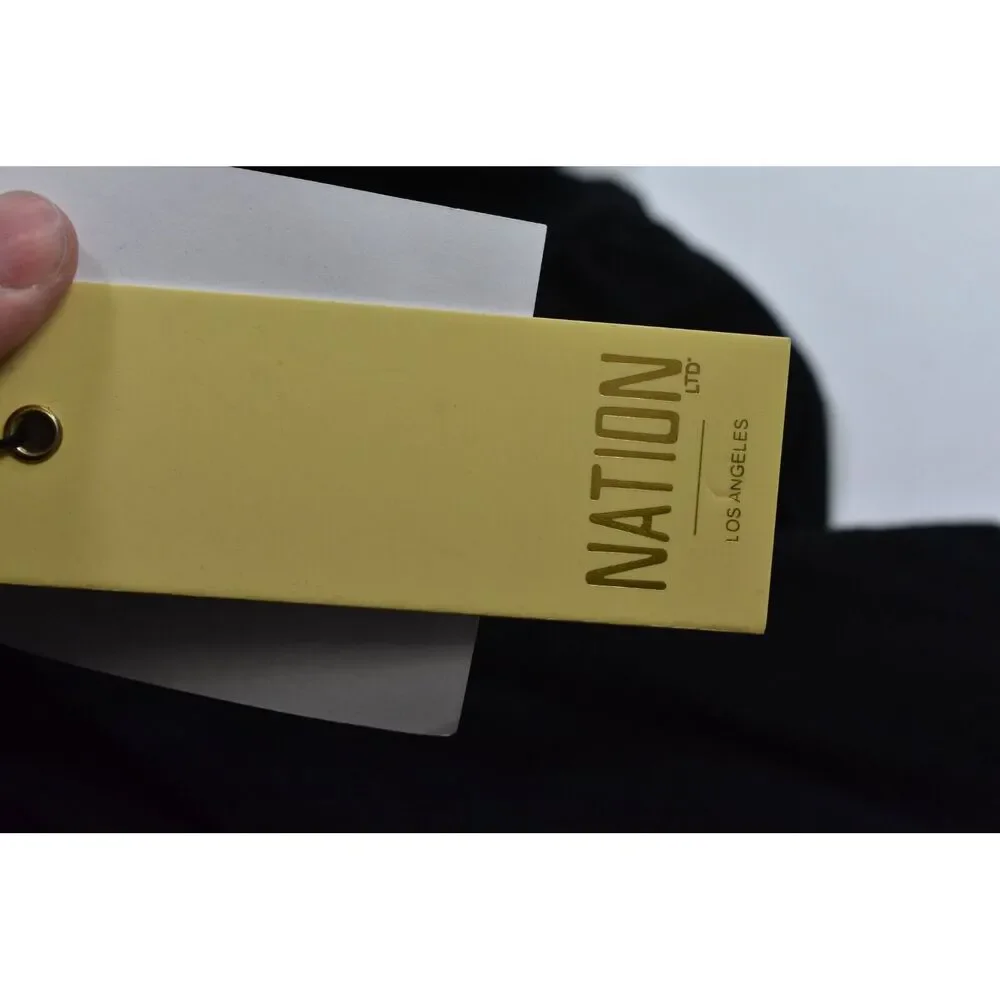 Nation LTD LA Pilar Collar Henley Collared Long Sleeve Black T-shirt Womens S - Picture 9 of 10